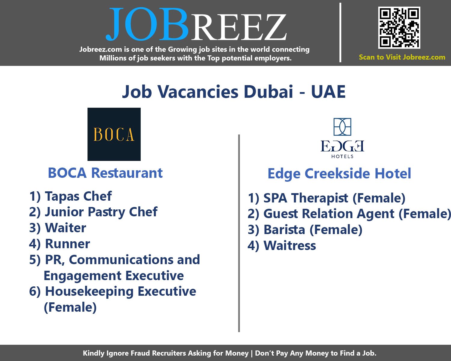 Edge Creekside Hotel - Multiple Vacancies in Dubai, UAE