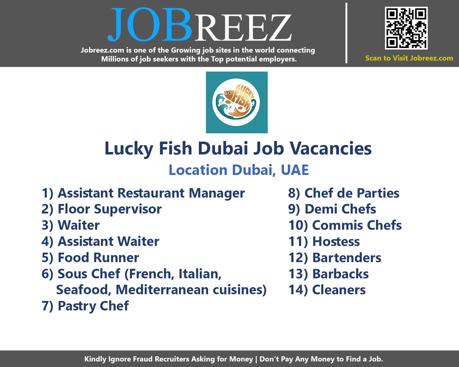 Multiple Vacancies Lucky Fish Dubai Dubai, UAE
