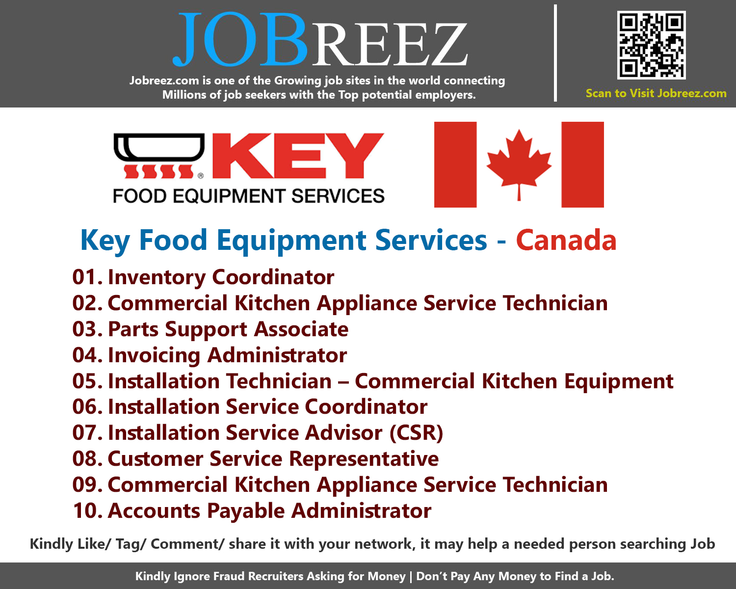 Key Food Equipment Services Job Vacancies - Canada